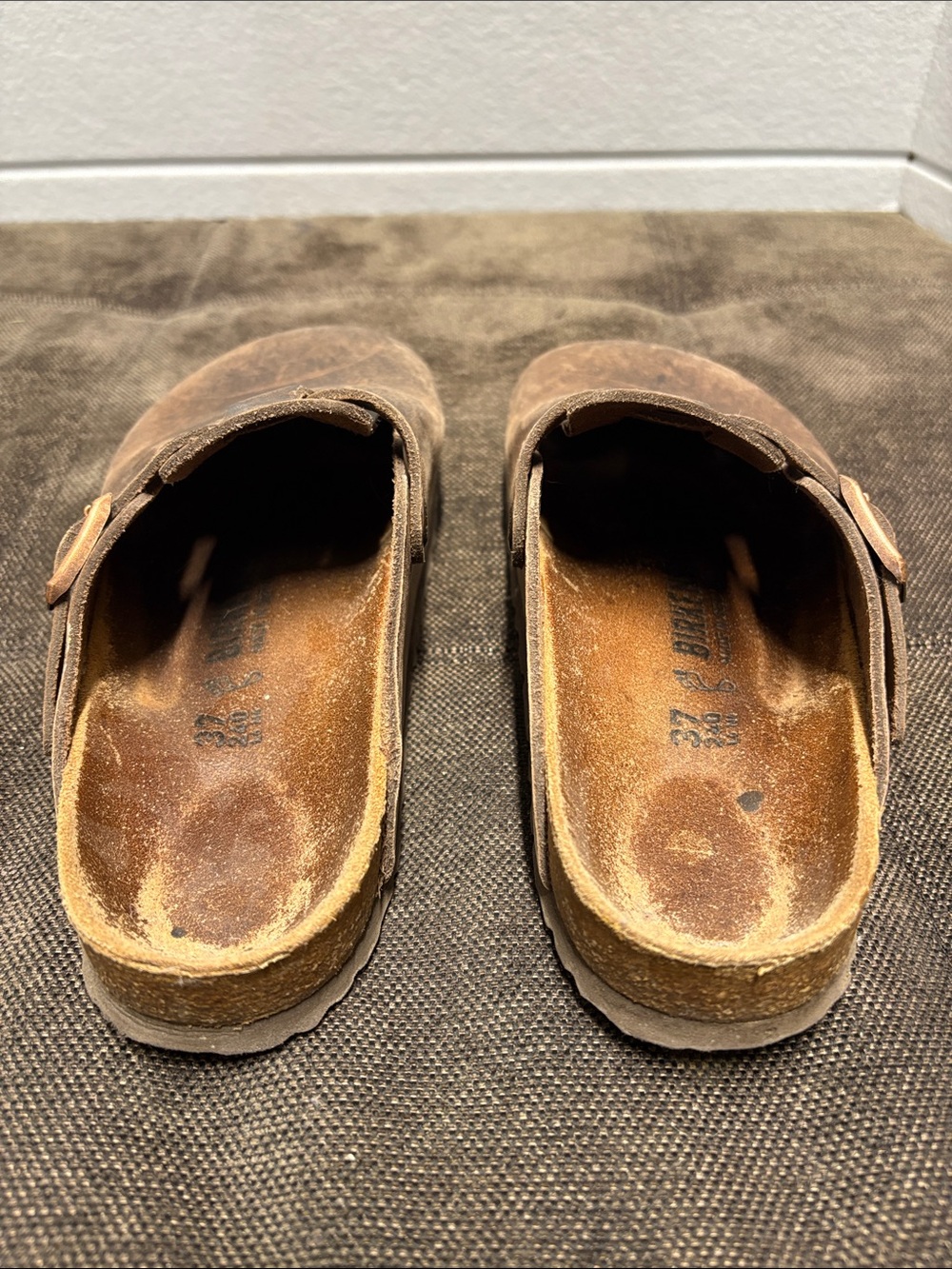 Birkenstock Brown Leather Adjustable Buckle Mules Clogs - Picture 4 of 8
